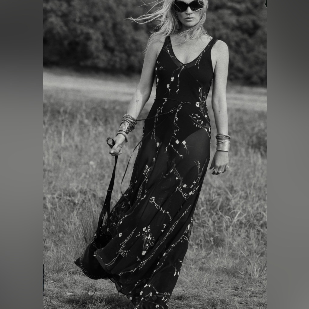 Zara X Kate Moss X Bobby Gillespie Collaboration Floral Maxi Dress Nwt